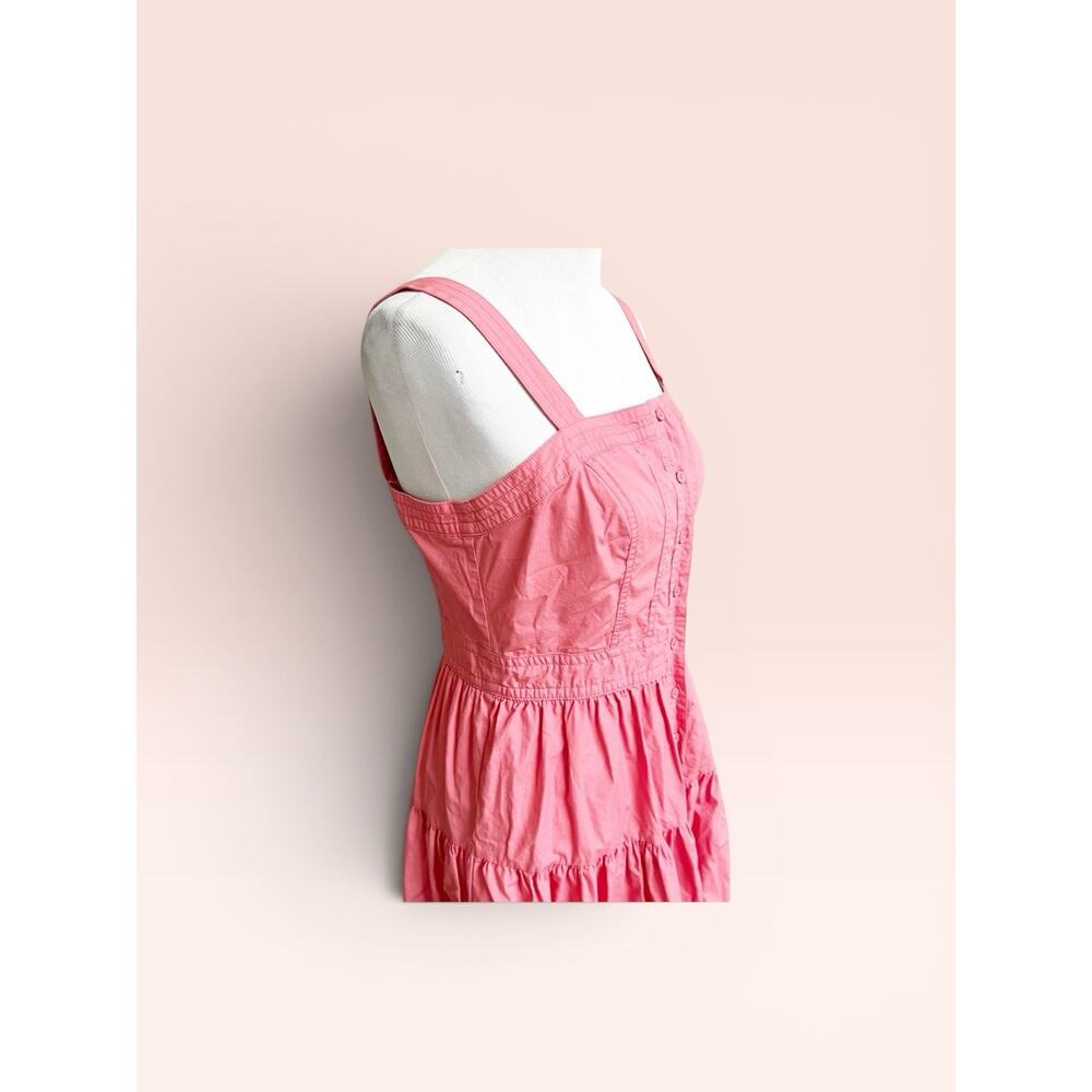 Banana Republic Cinched Waist Midi Tank Sundress Pink Size 6 Button Front Tiered - Picture 7 of 10